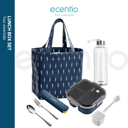 ecentio Lunch box 4pcs set kotak makan botol minum set - ecentio