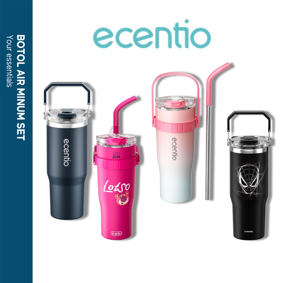 【Beli 2 Diskon 10%】ecentio Tumbler Stainless Steel Botol Minum Besar 900ml-1.2L - Pilihan Disney Lotso & Spider-Man, Tahan Dingin 24 Jam, Bebas BPA