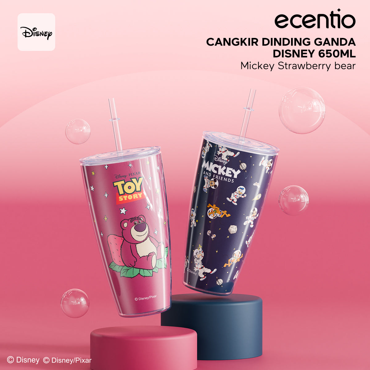 ecentio Tumbler Disney Mickey Mouse dan Lotso Edition 650ml - ecentio