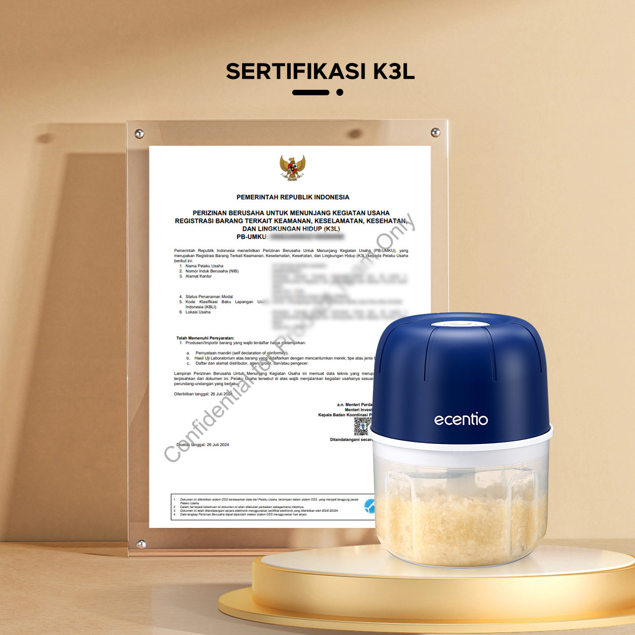 ecentio Mini Chopper Blender 6 pisau 250ml Portable Penggiling Bumbu Dapur Portable Penumbuk bawang biru gelap