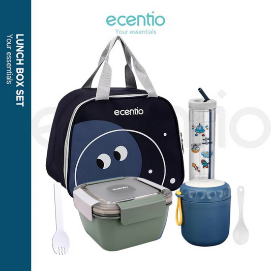 【BUY 1 GET 4】ecentio Kotak Makan set Lunch box Botol minum