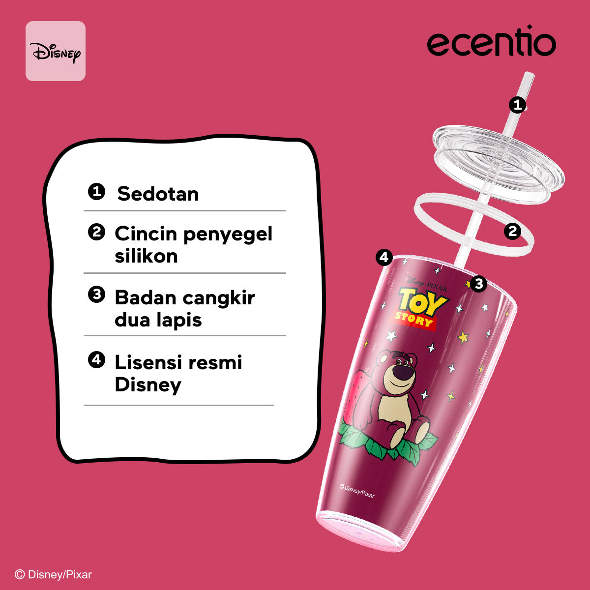 ecentio Tumbler Disney Mickey Mouse dan Lotso Edition 650ml - ecentio