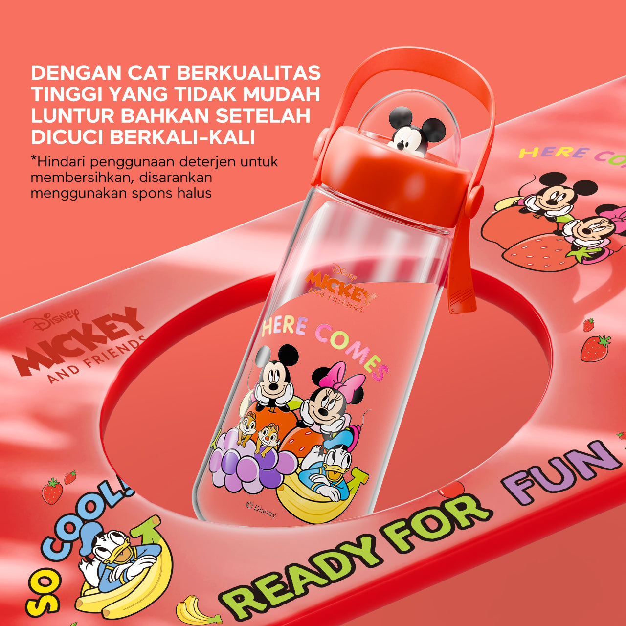 【Original】ecentio 650ml botol air minum Disney Micky Sport botol Anakanak