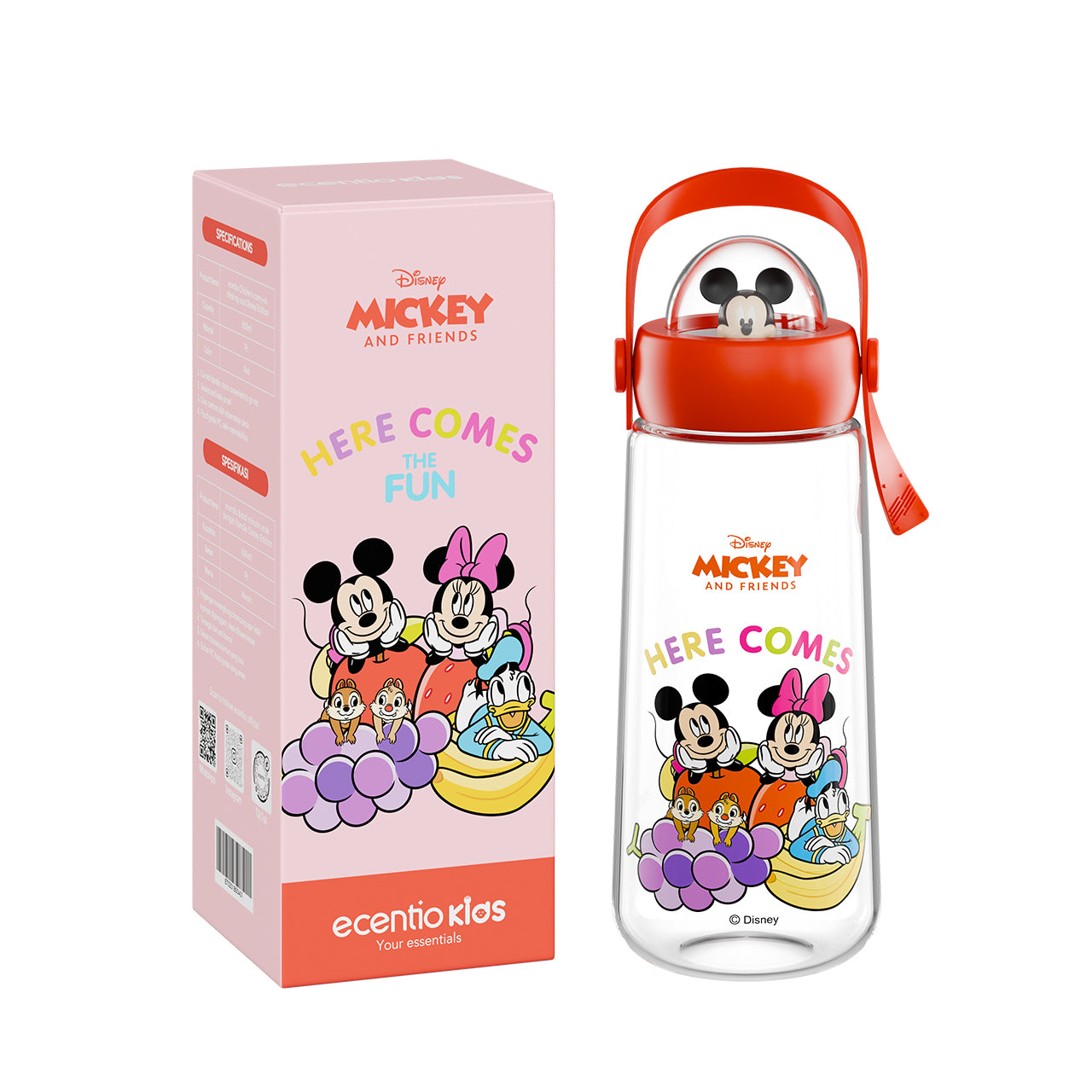 【Original】ecentio 650ml botol air minum Disney Micky Sport botol Anakanak