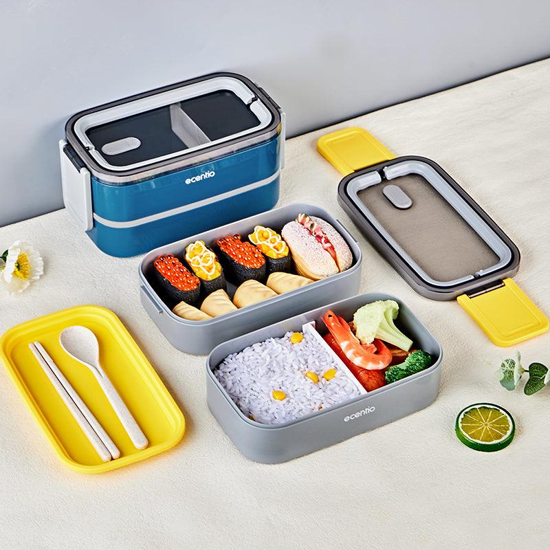 ecentio lunch box Kotak Bekal Makan 2 tingkat anti tumpah 1600ML