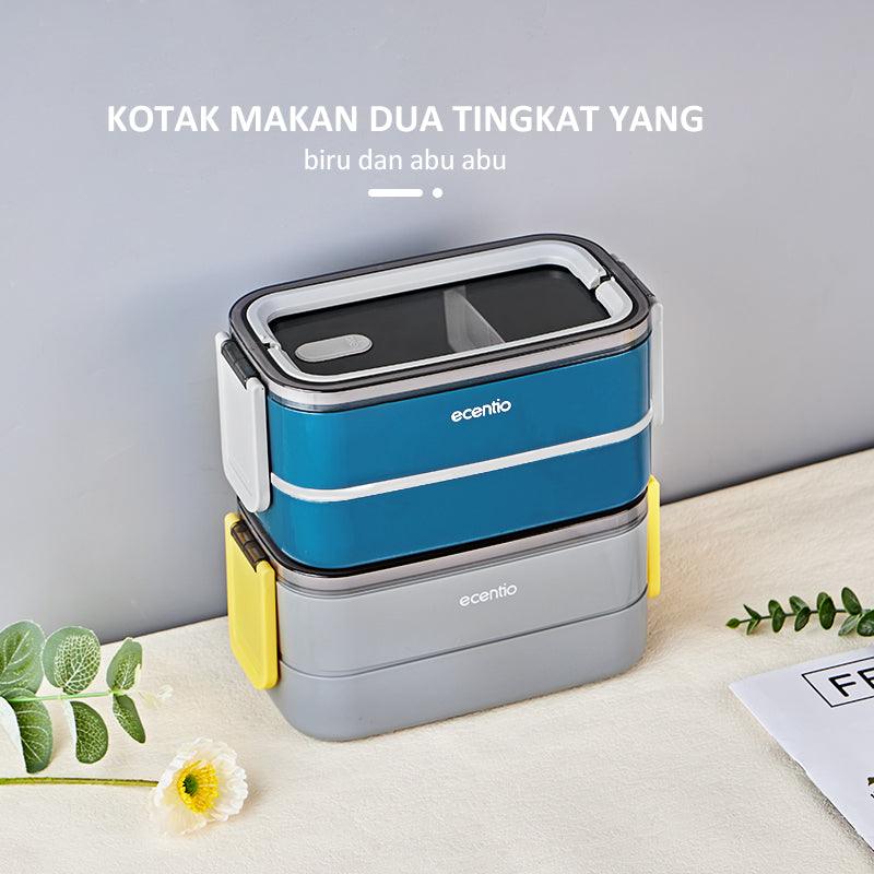 ecentio lunch box Kotak Bekal Makan 2 tingkat anti tumpah 1600ML