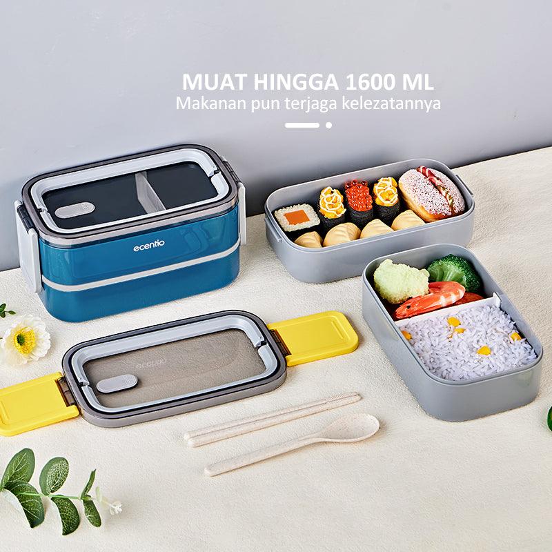 ecentio lunch box Kotak Bekal Makan 2 tingkat anti tumpah 1600ML