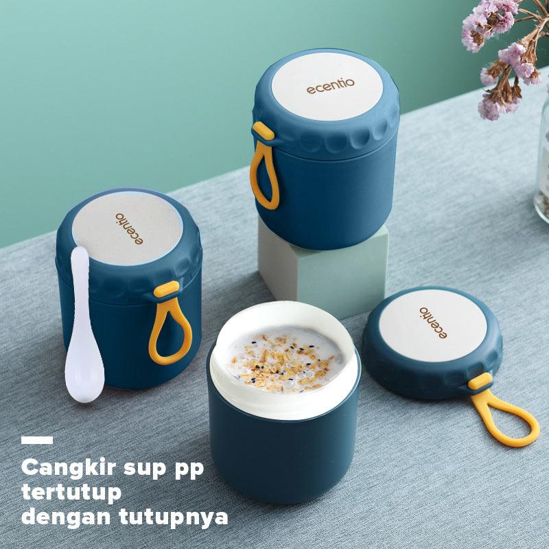 ecentio cangkir sup Free Sendok Anti Tumpah 400ML - ecentio