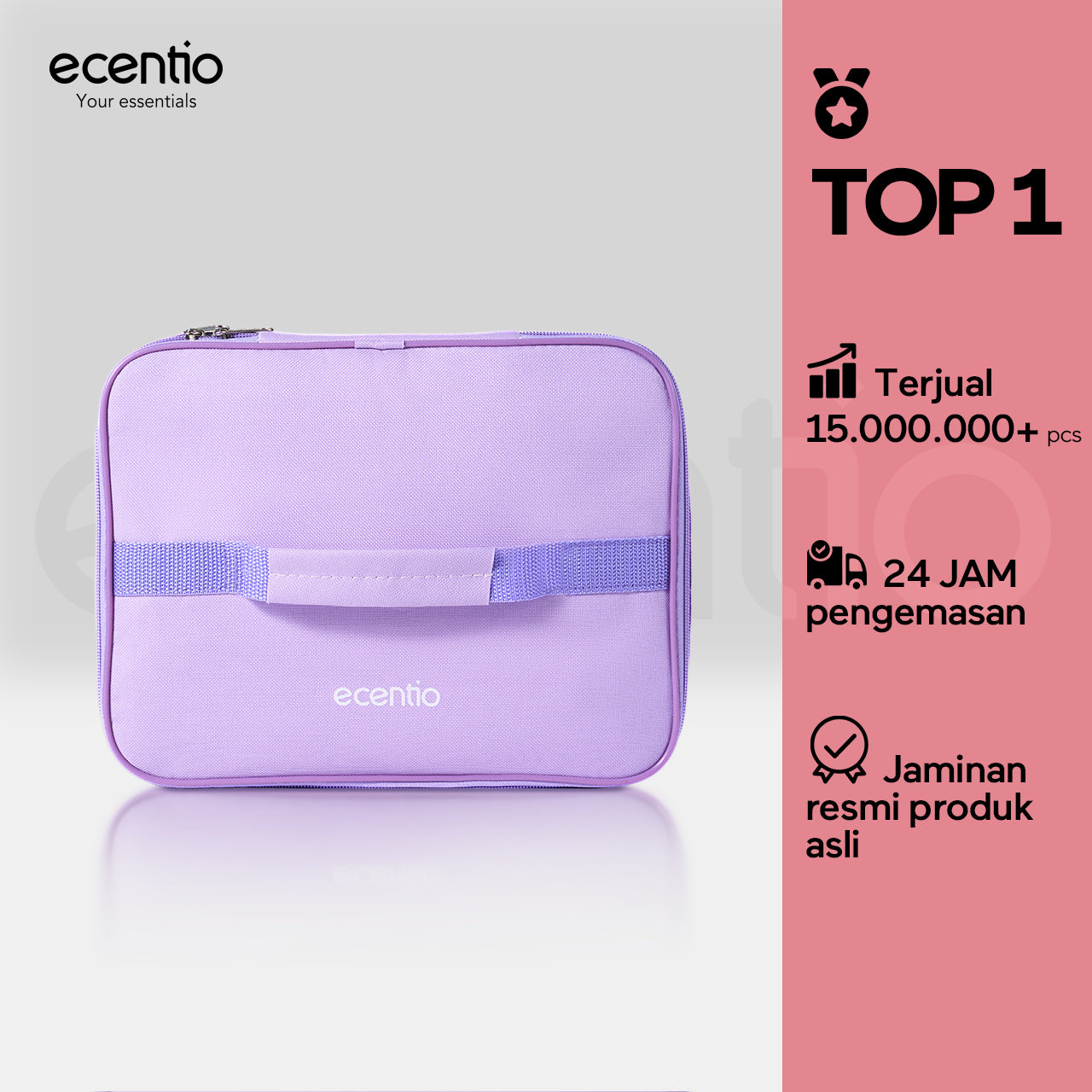 ecentio Rectangular lunch bag Tasmakan genggam kapasitas besar Ungu