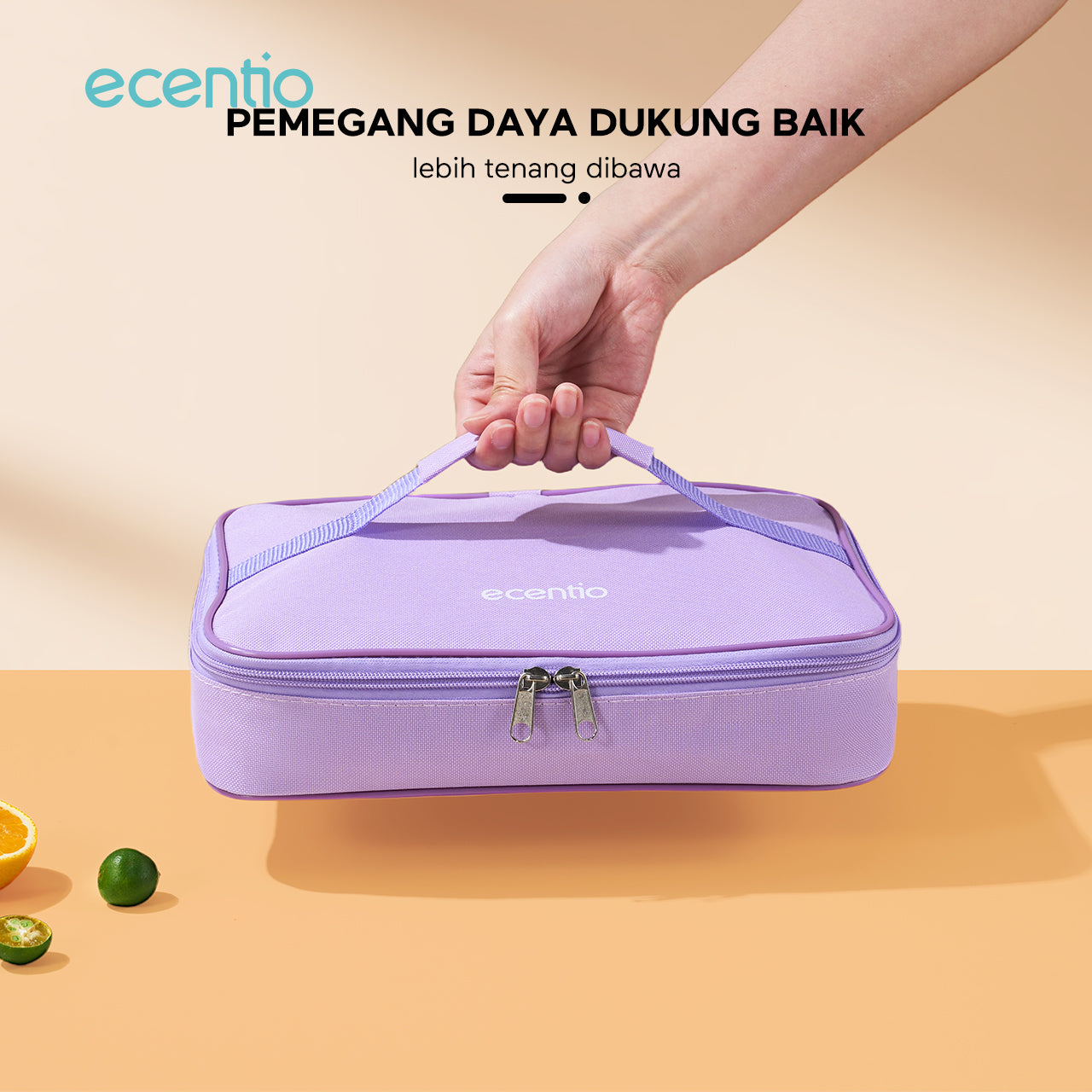 ecentio Rectangular lunch bag Tasmakan genggam kapasitas besar Ungu