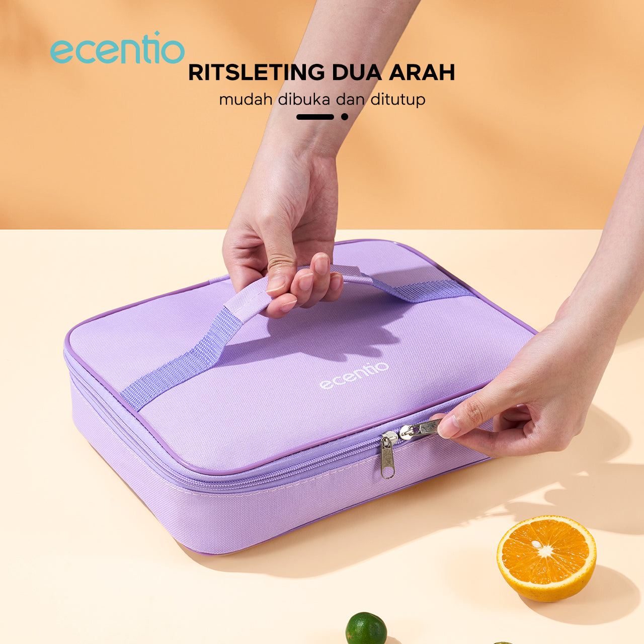 ecentio Rectangular lunch bag Tasmakan genggam kapasitas besar Ungu