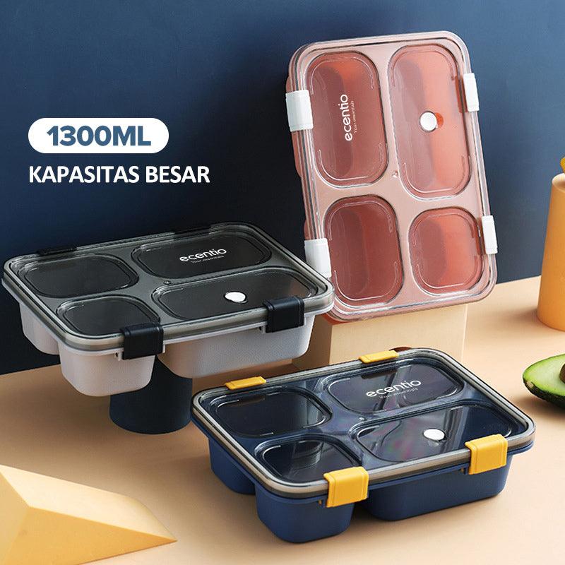 ecentio lunch box kotak bekal makan 4grid 1300ML