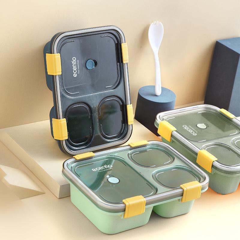 ecentio lunch box kotak bekal makan 3grids anti tumpah 850ML - ecentio
