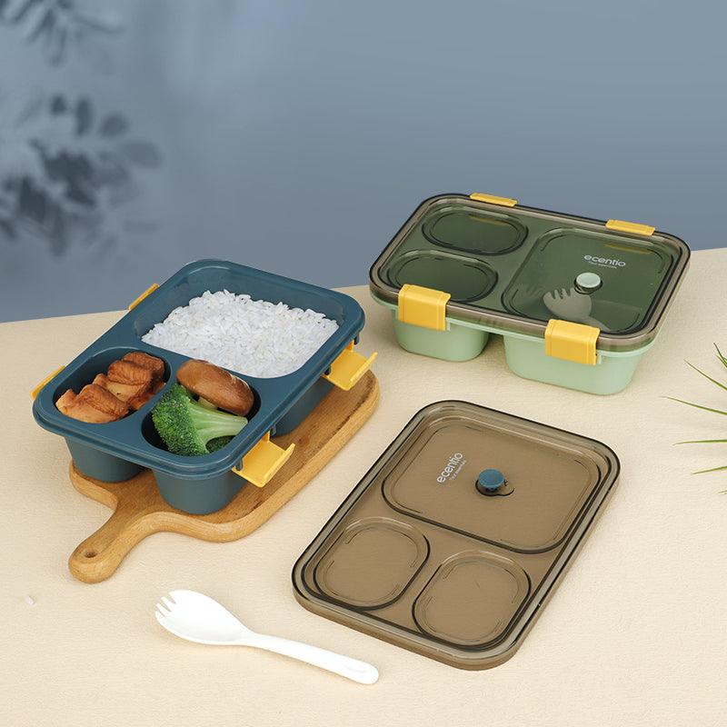 ecentio lunch box kotak bekal makan 3grids anti tumpah 850ML - ecentio