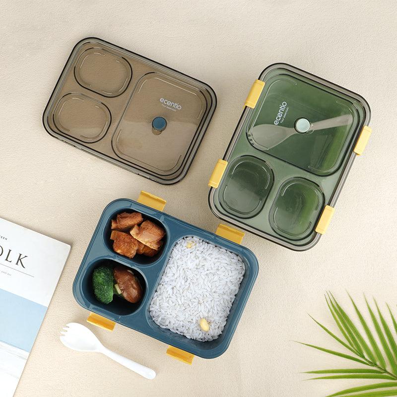 ecentio lunch box kotak bekal makan 3grids anti tumpah 850ML - ecentio