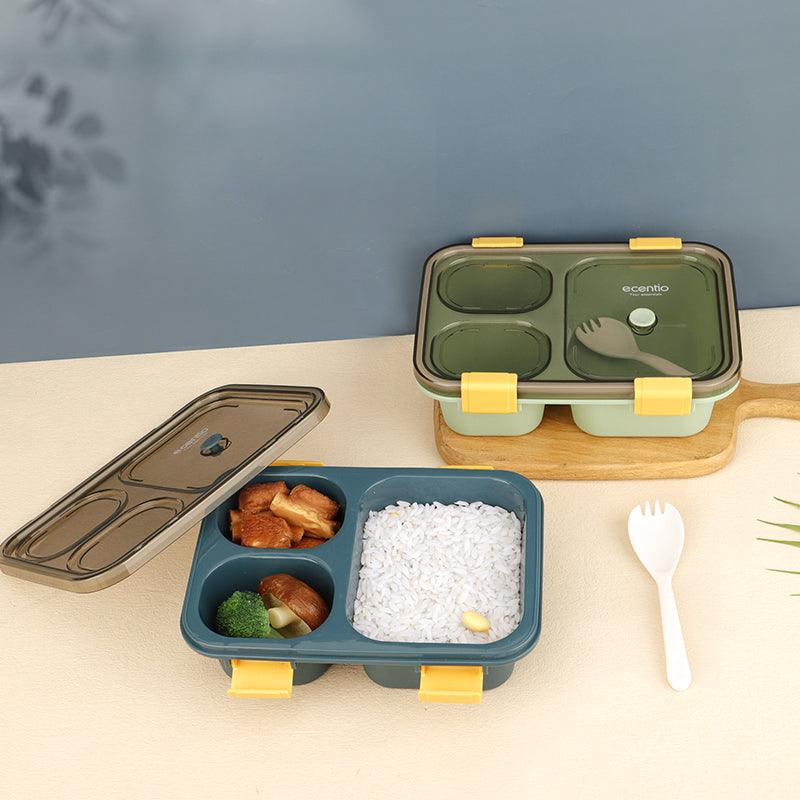ecentio lunch box kotak bekal makan 3grids anti tumpah 850ML - ecentio