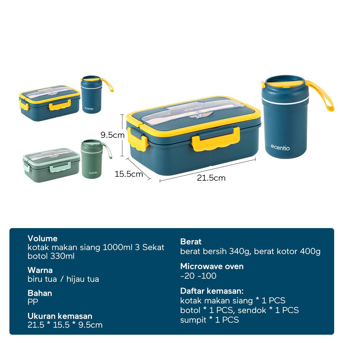 ecentio Kotak Bekal Makan Set free cangkir sup 1000ml+330ml