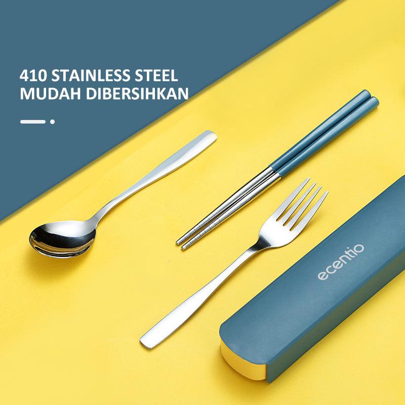 ecentio 3PCS Peralatan makan Sendok Garpu Sumpit Set Alat Makan - ecentio