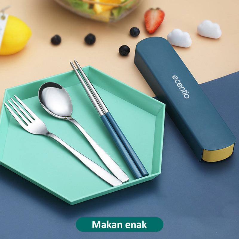 ecentio 3PCS Peralatan makan Sendok Garpu Sumpit Set Alat Makan - ecentio