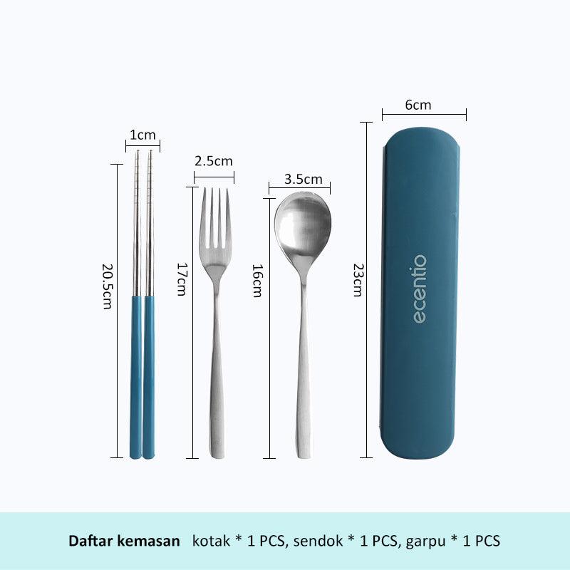 ecentio 3PCS Peralatan makan Sendok Garpu Sumpit Set Alat Makan - ecentio