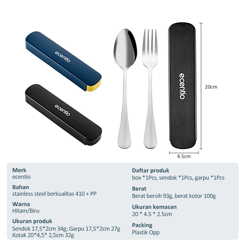 ecentio Alat makan/sendok stainless steel+garpu set/tahan lama - ecentio