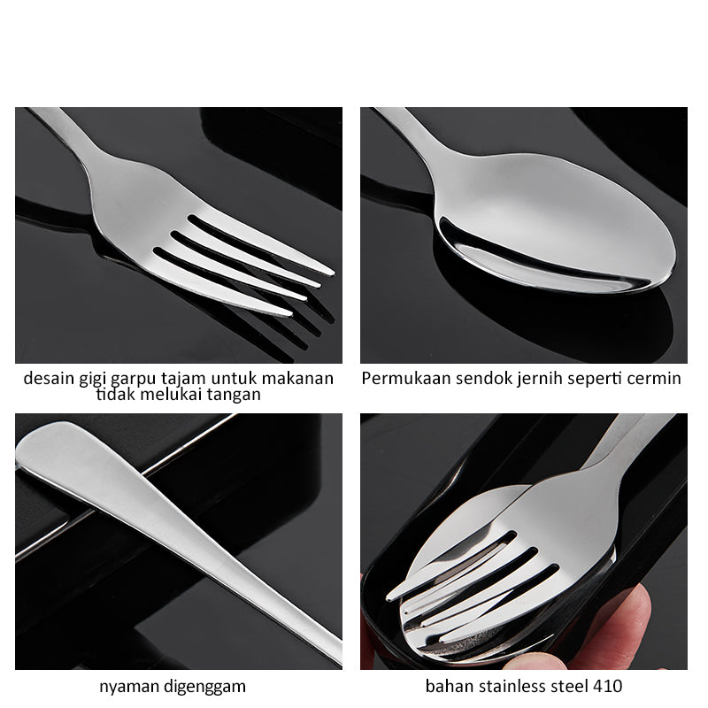 ecentio Alat makan/sendok stainless steel+garpu set/tahan lama - ecentio