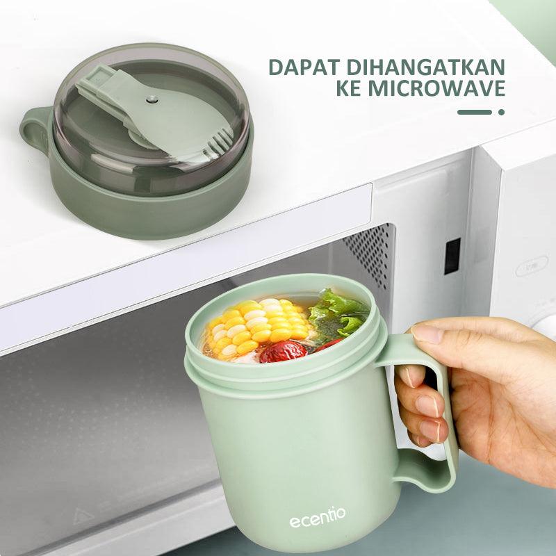 ecentio cangkir sup anti bocor portable free sendok 500ML - ecentio