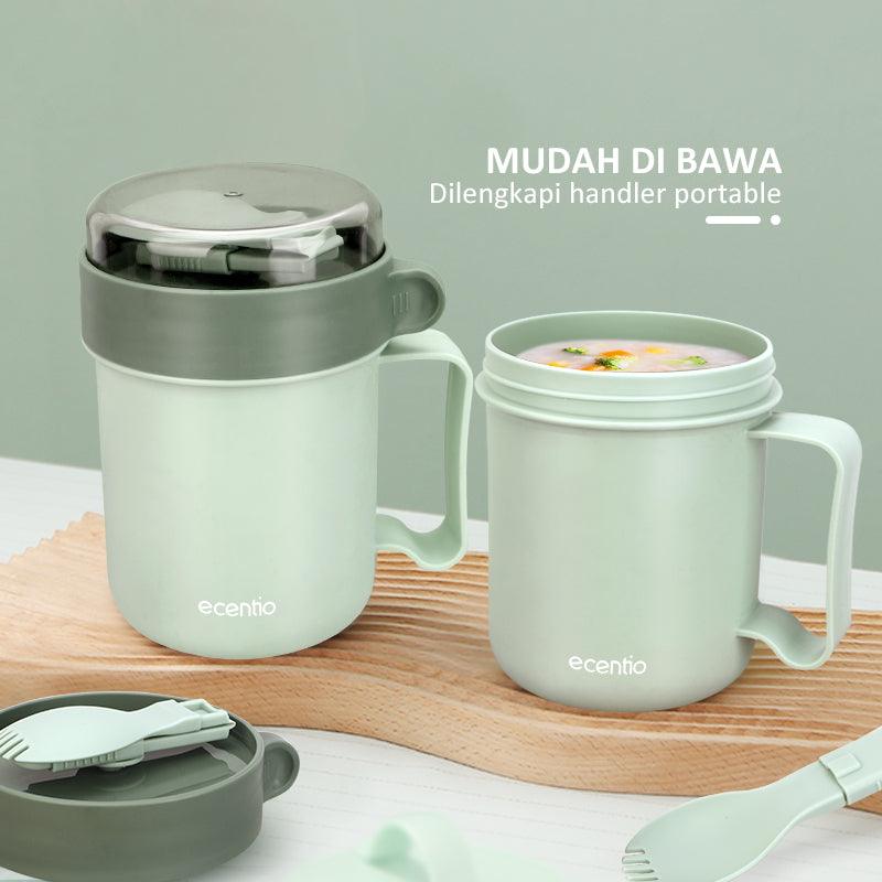 ecentio cangkir sup anti bocor portable free sendok 500ML - ecentio