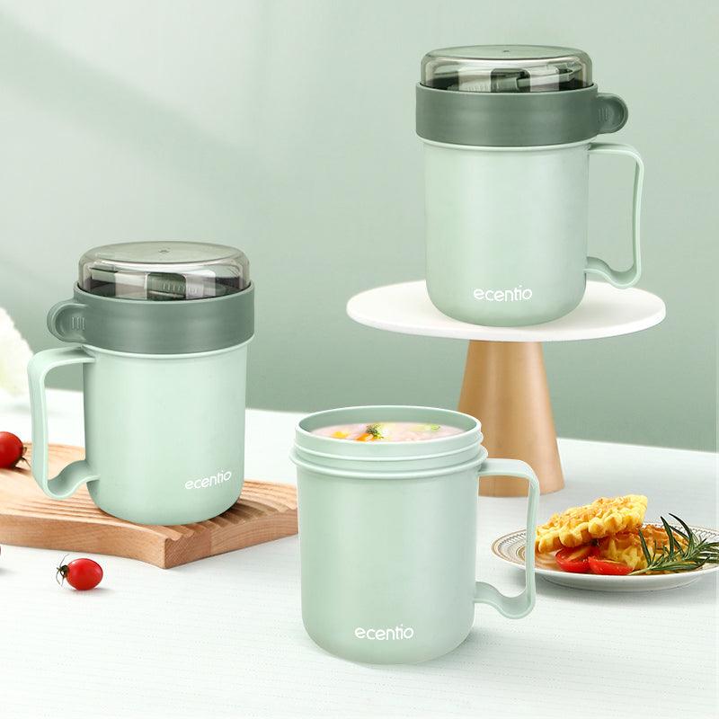 ecentio cangkir sup anti bocor portable free sendok 500ML - ecentio