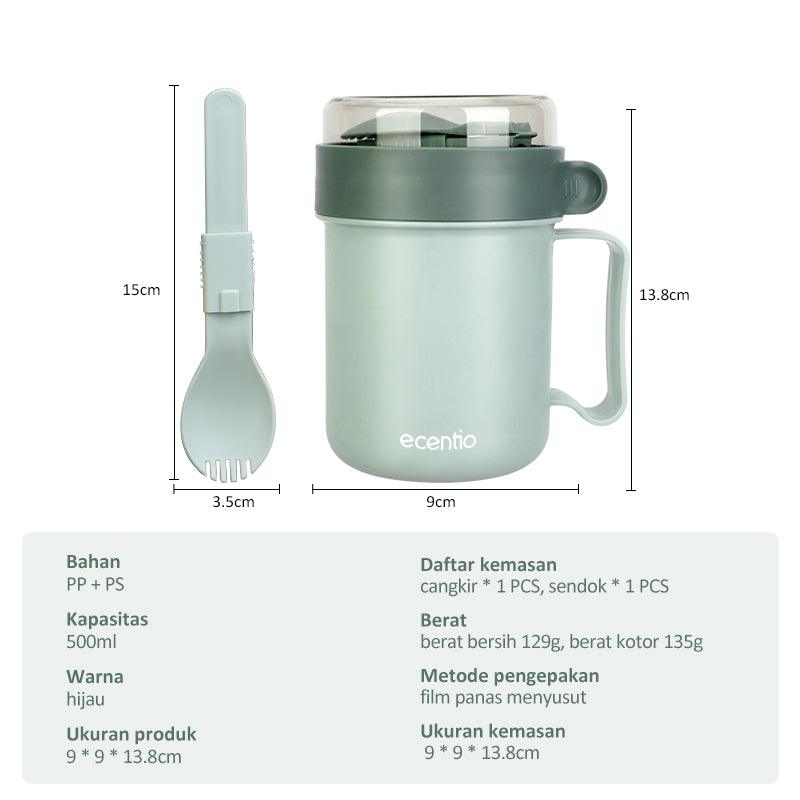 ecentio cangkir sup anti bocor portable free sendok 500ML - ecentio