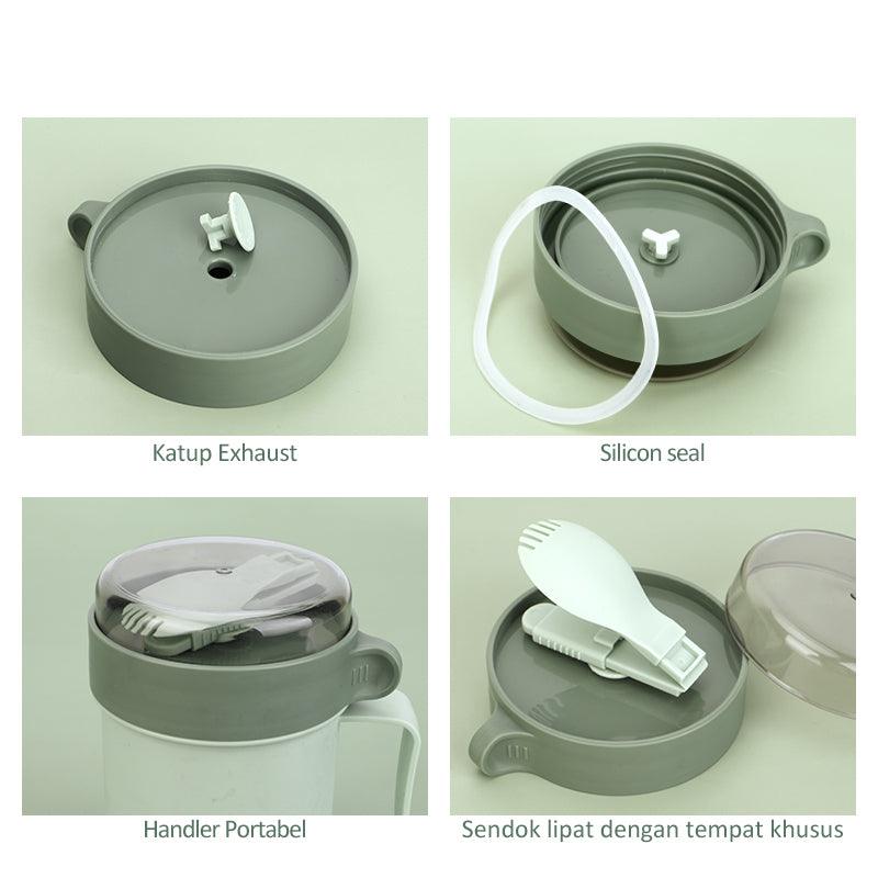 ecentio cangkir sup anti bocor portable free sendok 500ML - ecentio