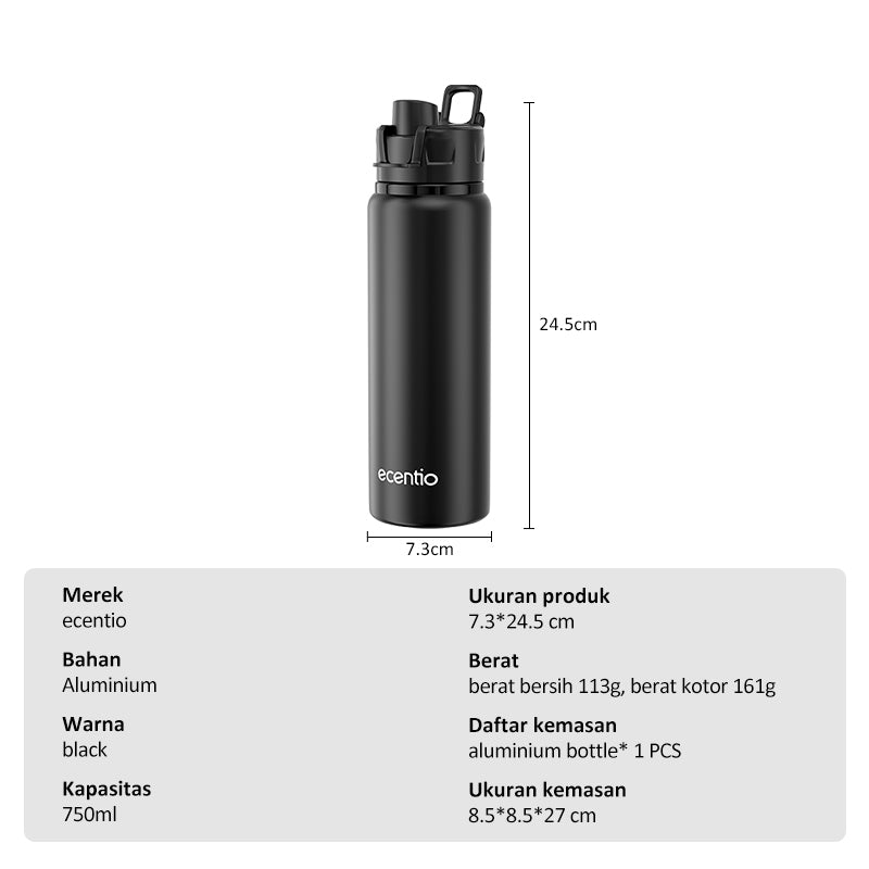 ecentio Tumbler aluminium Botol Minum Sport 750ML - ecentio