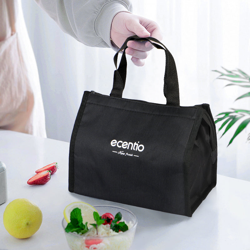 ecentio lunch bag tas tote alumunium foil kecil hitam/ tas makan siang portabel - ecentio