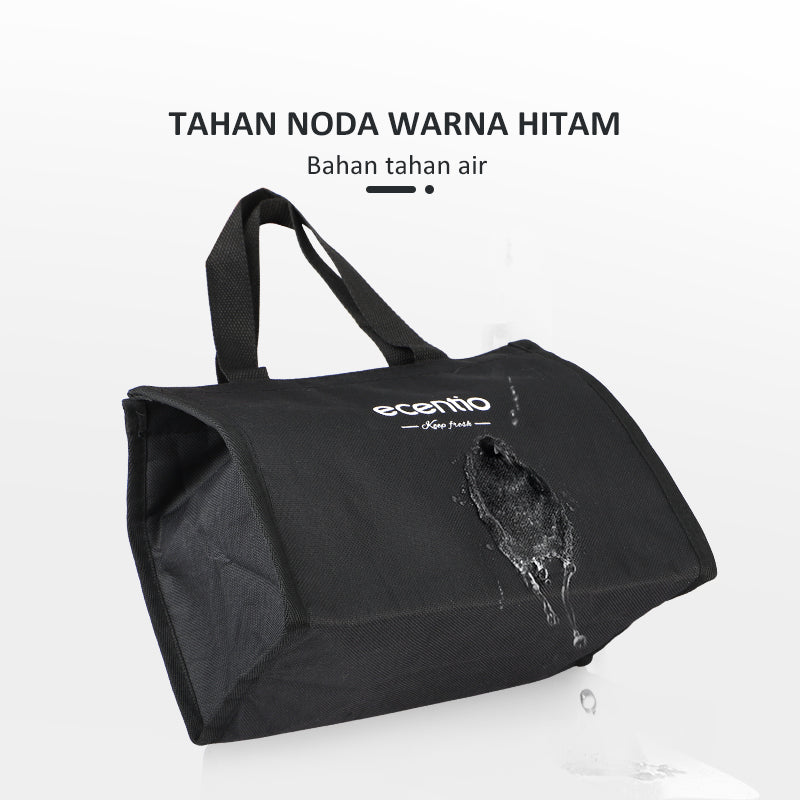 ecentio lunch bag tas tote alumunium foil kecil hitam/ tas makan siang portabel - ecentio