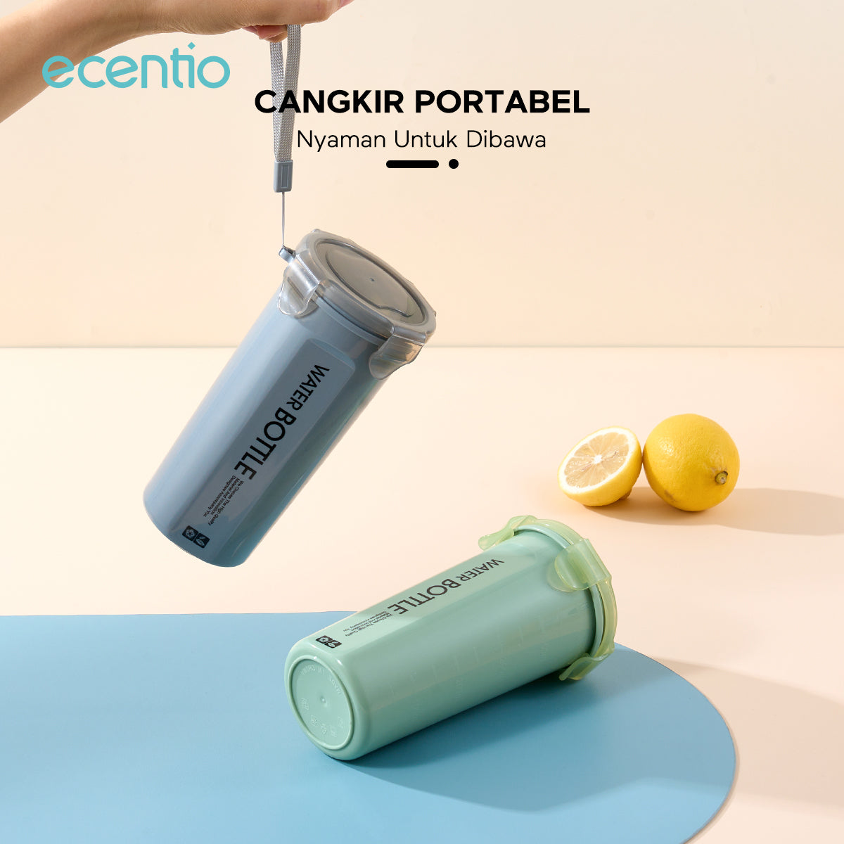 ecentio lunch box set kotak makan 2 Sekat/botol minum/tas bekal cooler bag