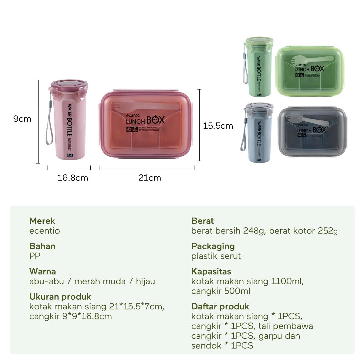 ecentio lunch box Kotak Bekal Makan cangkir Set 2pcs 1000ml+500ml - ecentio