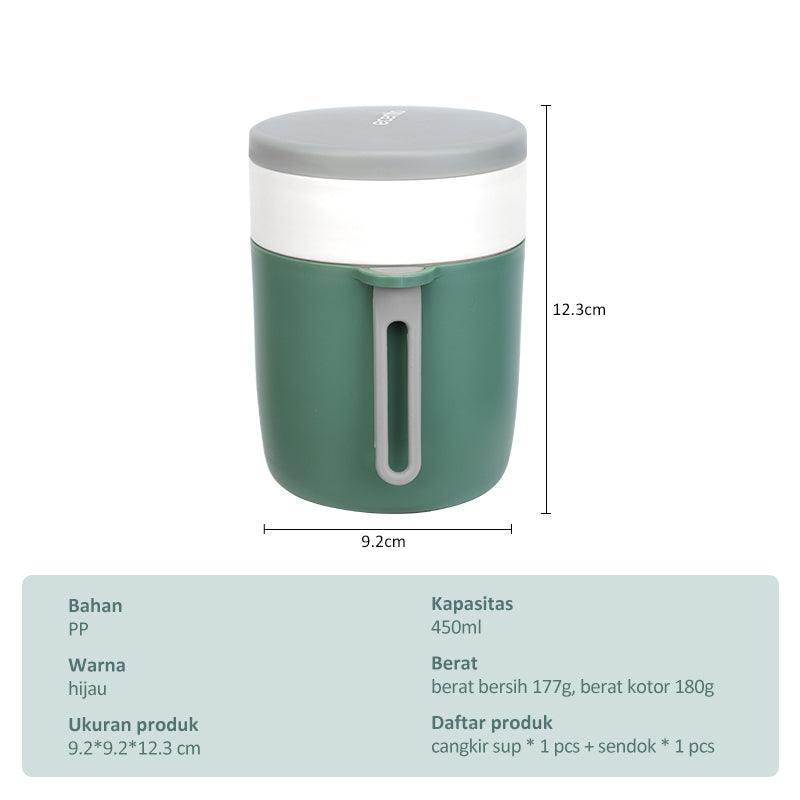 ecentio Mangkuk sup Cangkir sup Portable Free Sendok BPA Free 450ML - ecentio