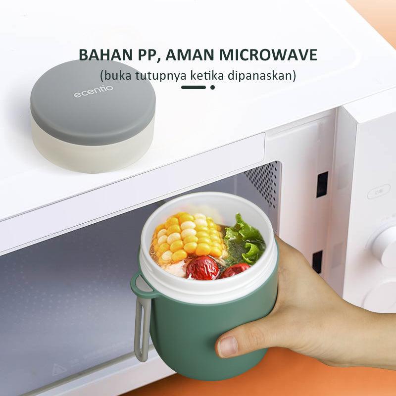 ecentio Mangkuk sup Cangkir sup Portable Free Sendok BPA Free 450ML - ecentio