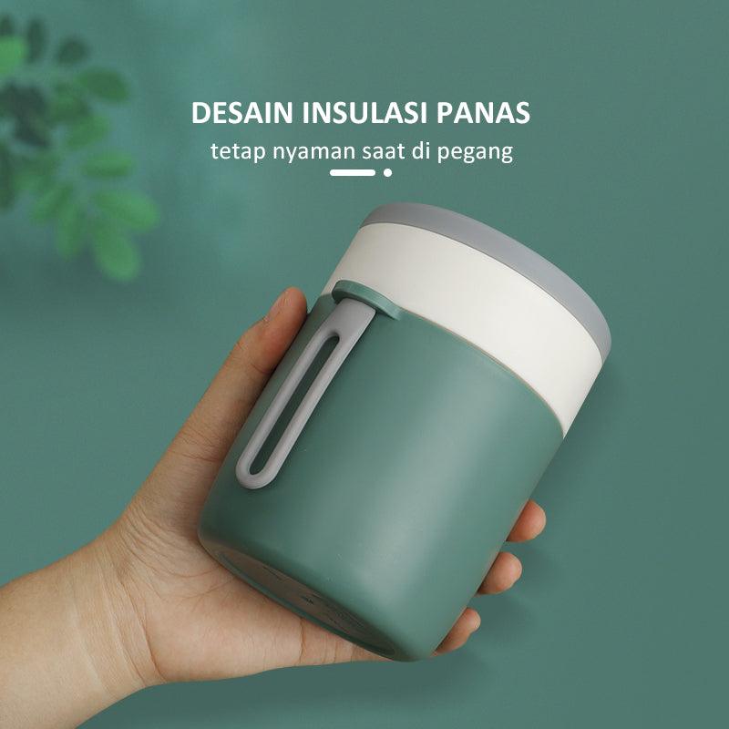 ecentio Mangkuk sup Cangkir sup Portable Free Sendok BPA Free 450ML - ecentio