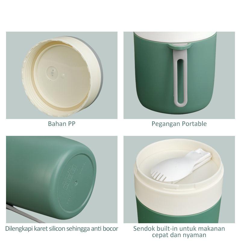 ecentio Mangkuk sup Cangkir sup Portable Free Sendok BPA Free 450ML - ecentio