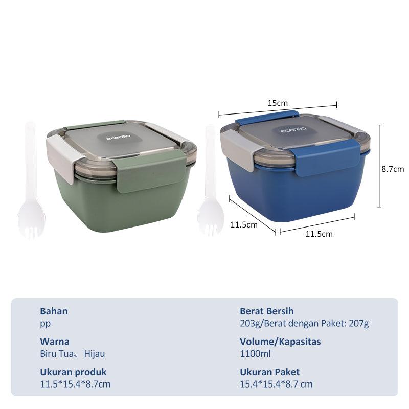 ecentio lunch box katak makan 2 tingkat free kotak saus 1100ML BPA Free - ecentio