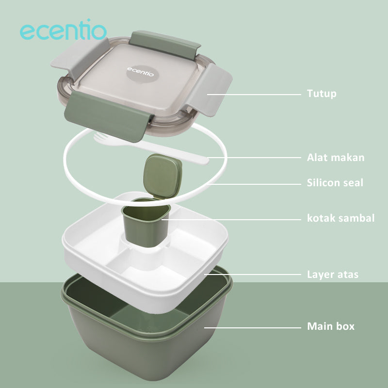 【BUY 1 GET 4】ecentio Kotak Makan set Lunch box Botol minum