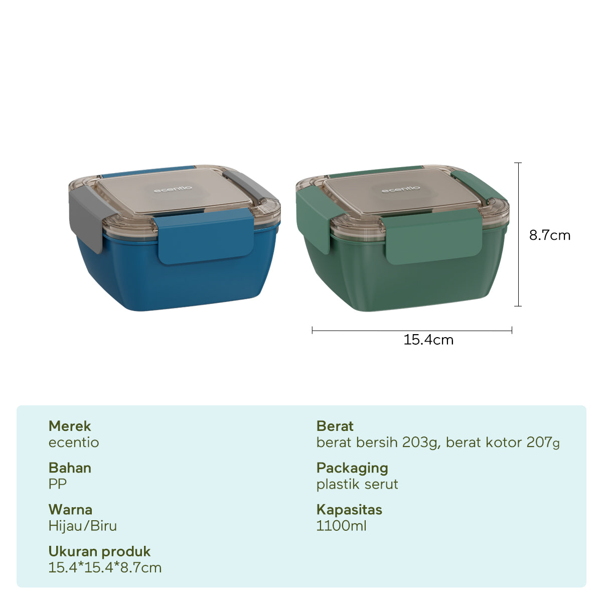 ecentio【BUY 1 GET 2】lunch box Kotak Bekal Makan 2 tingkat free kotak saus 1100ML 2PCS