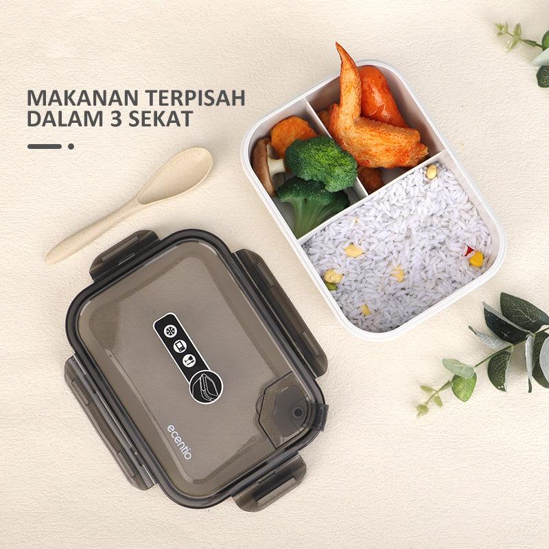 ecentio lunch box Tempat kotak bekal makan sendok BPA free 1.3L - ecentio