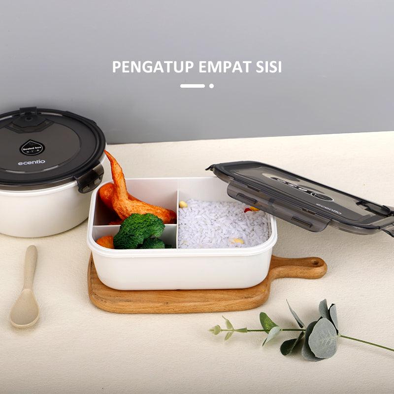 ecentio lunch box Tempat kotak bekal makan sendok BPA free 1.3L - ecentio