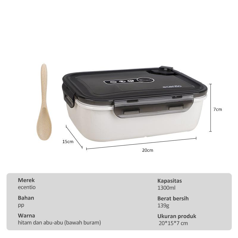 ecentio lunch box Tempat kotak bekal makan sendok BPA free 1.3L - ecentio