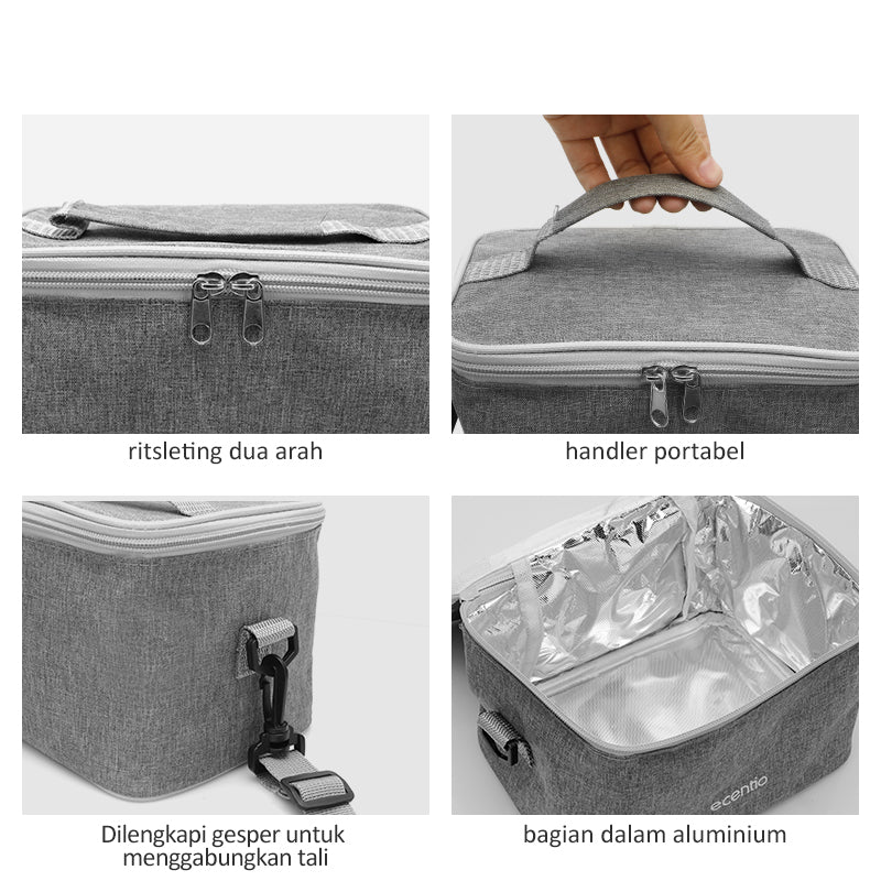 ecentio Lunch bag tas bekal Cooler Bag Thermal Bag Aluminium Tas bekal - ecentio