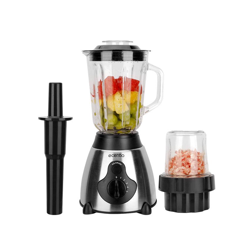 ecentio Blender Kaca 2 in 1 chopper juicer Dan 300ml Penggiling Daging 6 Pisau Juicer Elektrik cangkir ganda serbaguna Blander 1.5L