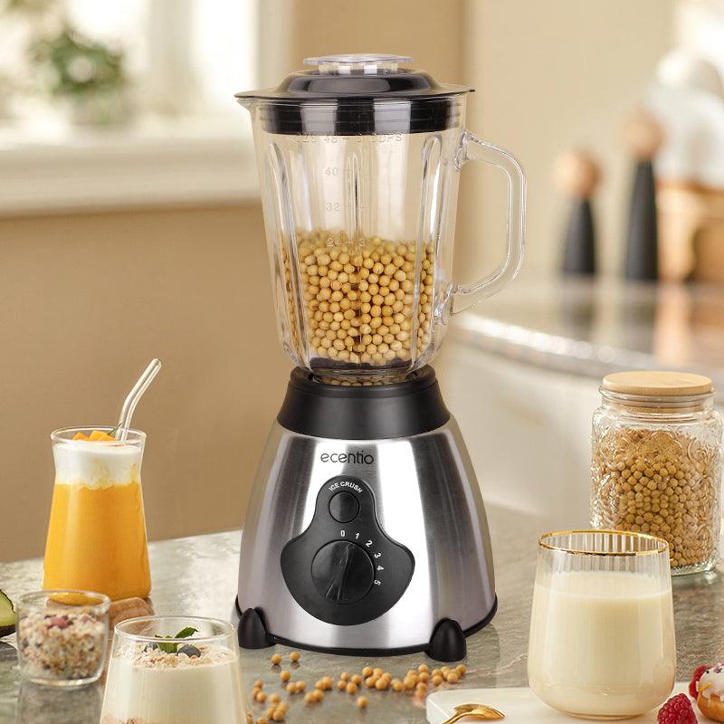 ecentio Blender Kaca 2 in 1 chopper juicer Dan 300ml Penggiling Daging 6 Pisau Juicer Elektrik cangkir ganda serbaguna Blander 1.5L