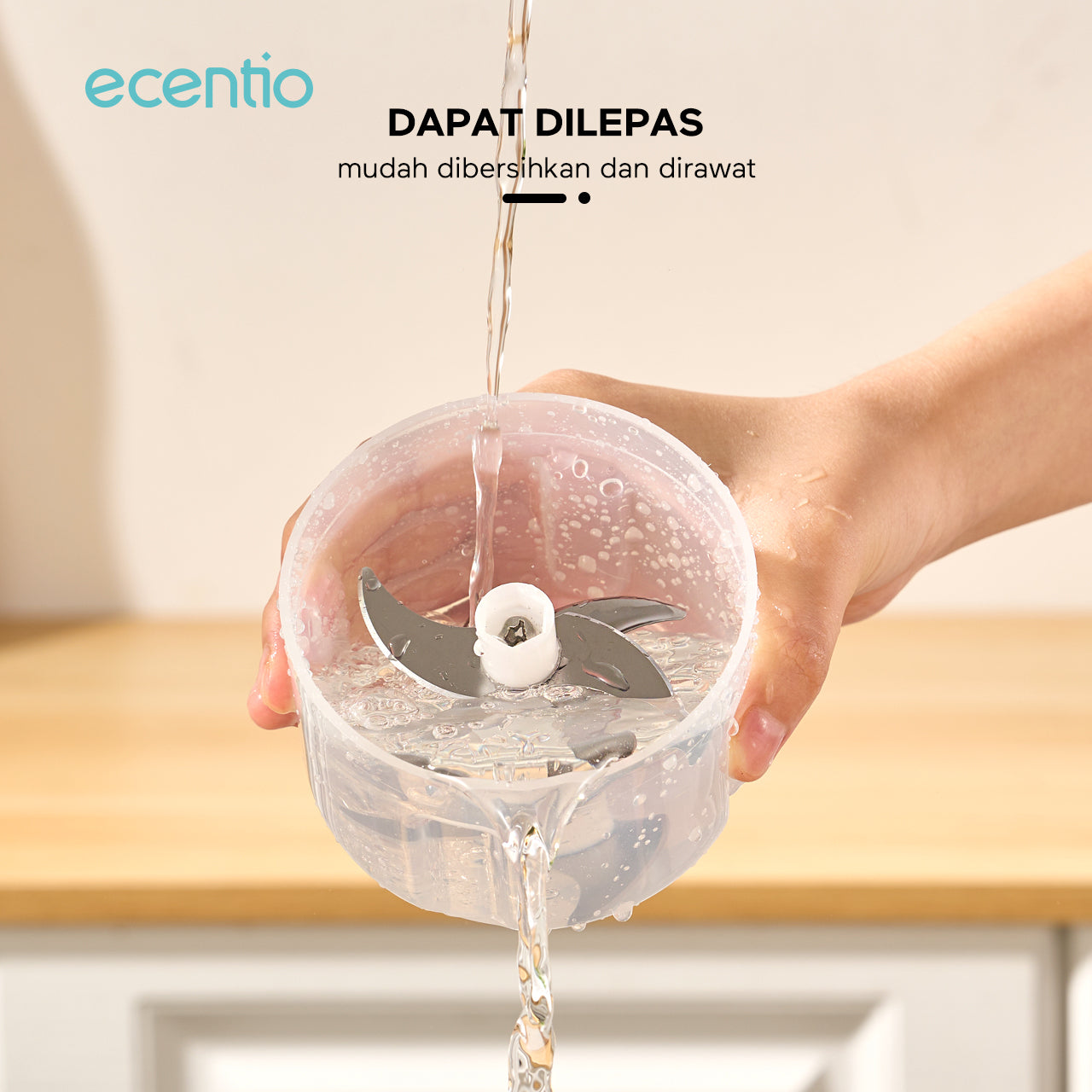 ecentio Mini Chopper Blender 6 pisau 250ml Portable Penggiling Bumbu Dapur Portable Penumbuk bawang biru gelap